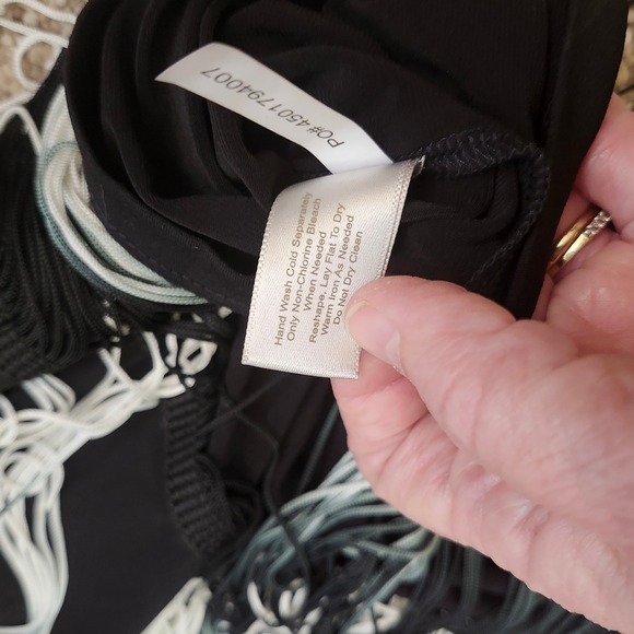 Boston Proper Womens Ombre Fringe Tiered Mini Dress Black White Sz 16 Boho Swing - Picture 9 of 10